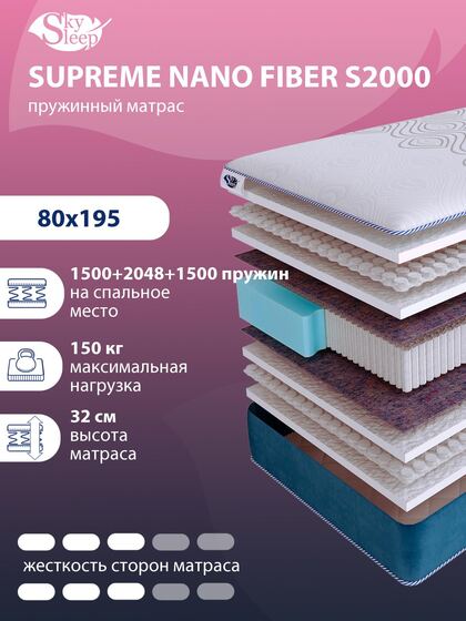 Матрас SkySleep SUPREME NANO FIBER S2000