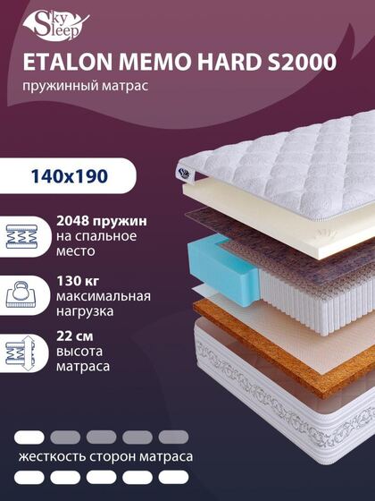 Матрас SkySleep ETALON MEMO HARD S2000