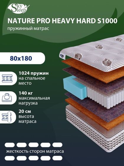 Матрас SkySleep NATURE PRO HEAVY HARD S1000