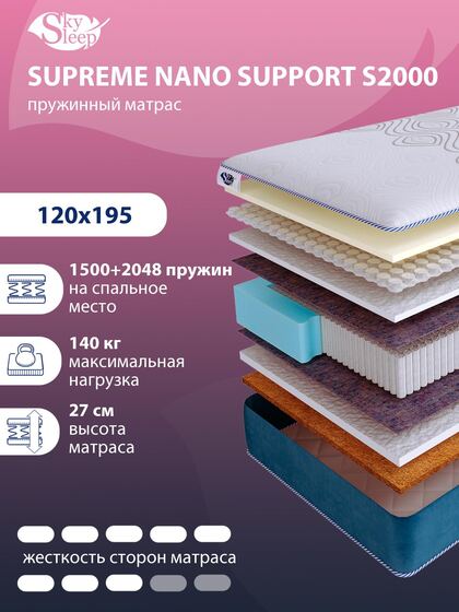 Матрас SkySleep SUPREME NANO SUPPORT S2000
