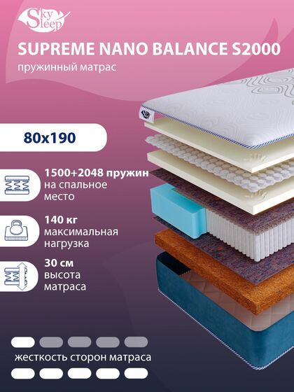 Матрас SkySleep SUPREME NANO BALANCE S2000