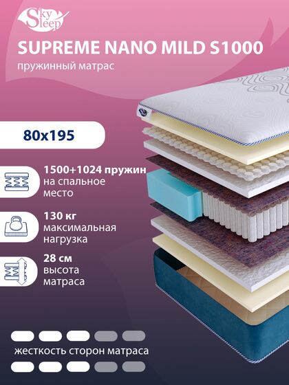 Матрас SkySleep SUPREME NANO MILD S1000