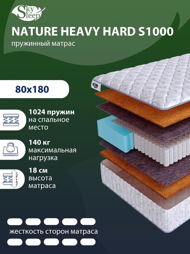 Матрас SkySleep NATURE HEAVY HARD S1000