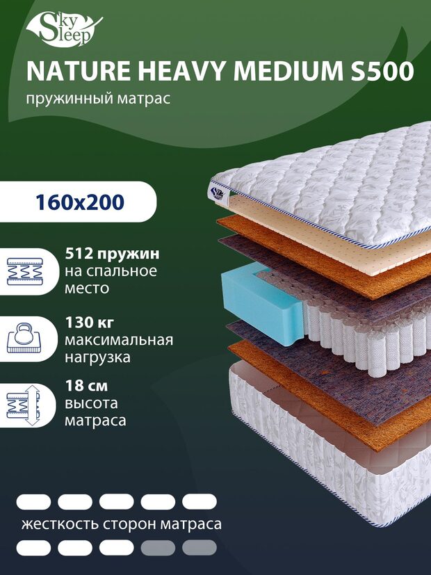 Матрас SkySleep NATURE HEAVY MEDIUM S500