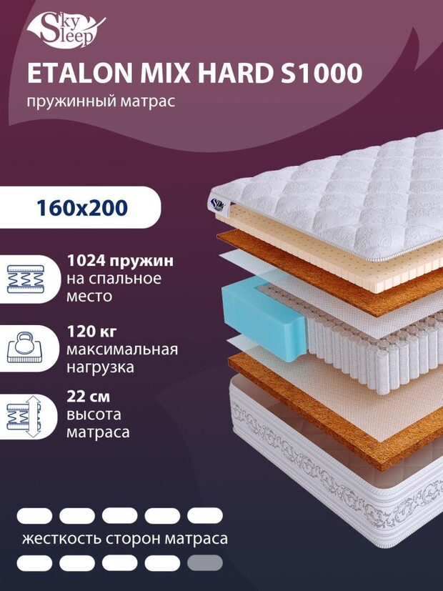 Матрас SkySleep ETALON MIX HARD S1000