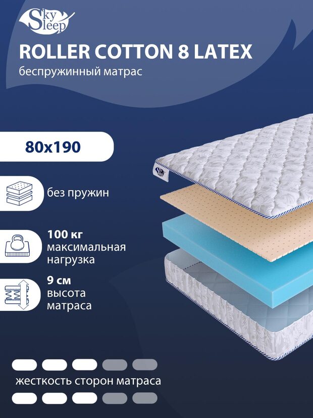 Матрас SkySleep ROLLER Cotton 8 Latex