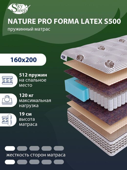 Матрас SkySleep NATURE PRO FORMA LATEX S500