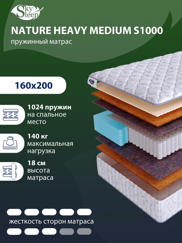 Матрас SkySleep NATURE HEAVY MEDIUM S1000