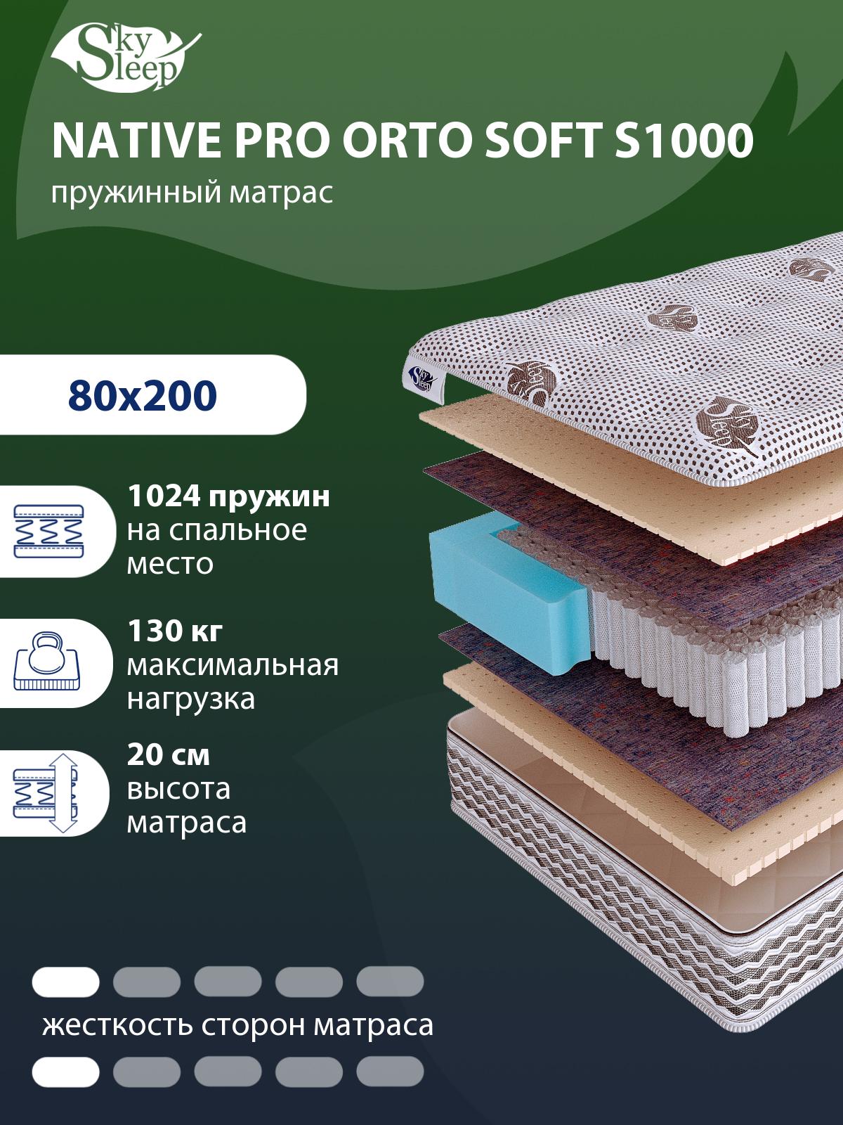 Матрас SkySleep NATIVE PRO Orto Soft S1000