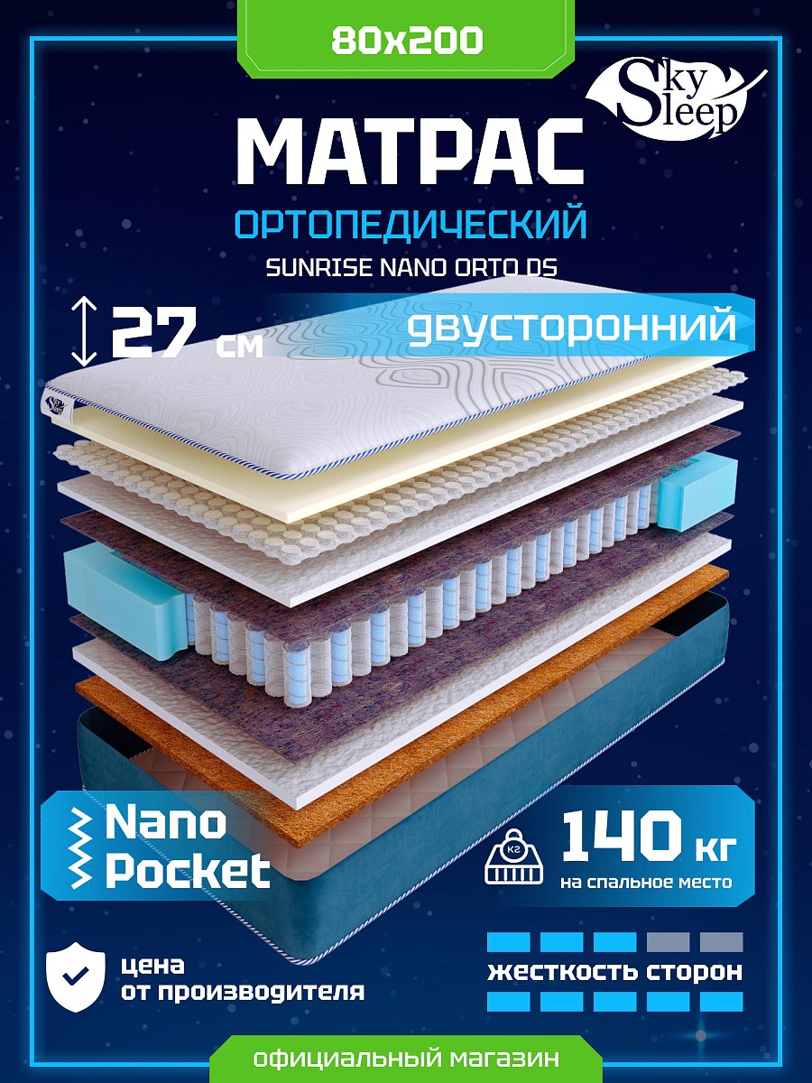 Матрас SkySleep SUNRISE NANO Orto DS