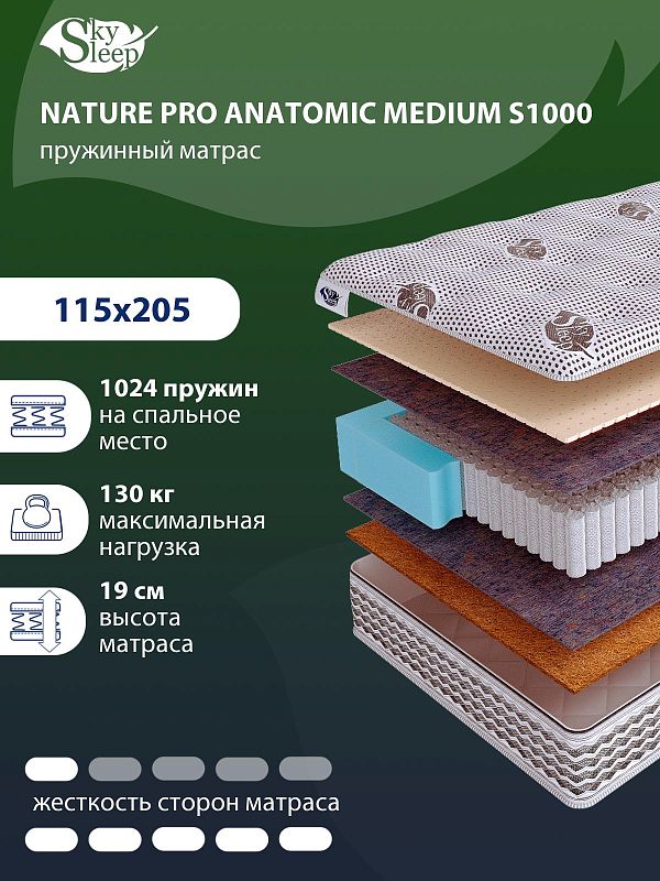 Матрас SkySleep NATURE PRO ANATOMIC MEDIUM S1000