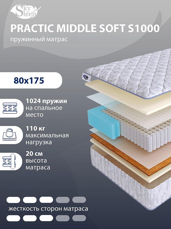 Матрас SkySleep PRACTIC MIDDLE SOFT S1000