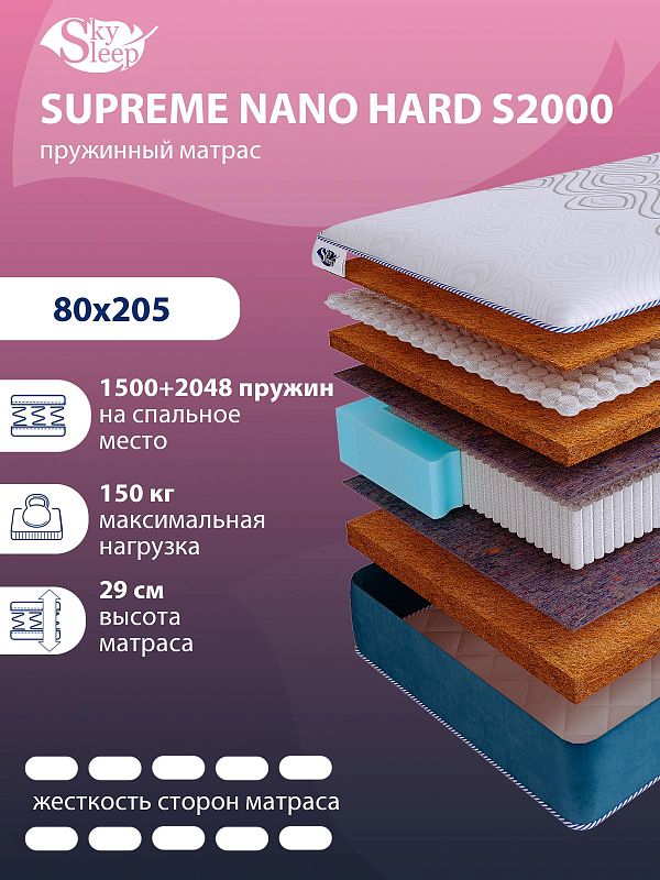 Матрас SkySleep SUPREME NANO HARD S2000