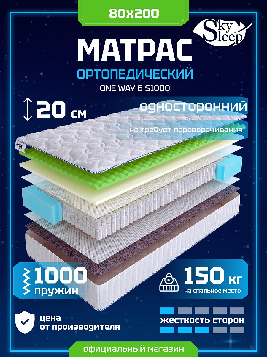 Матрас SkySleep ONE WAY 6 S1000