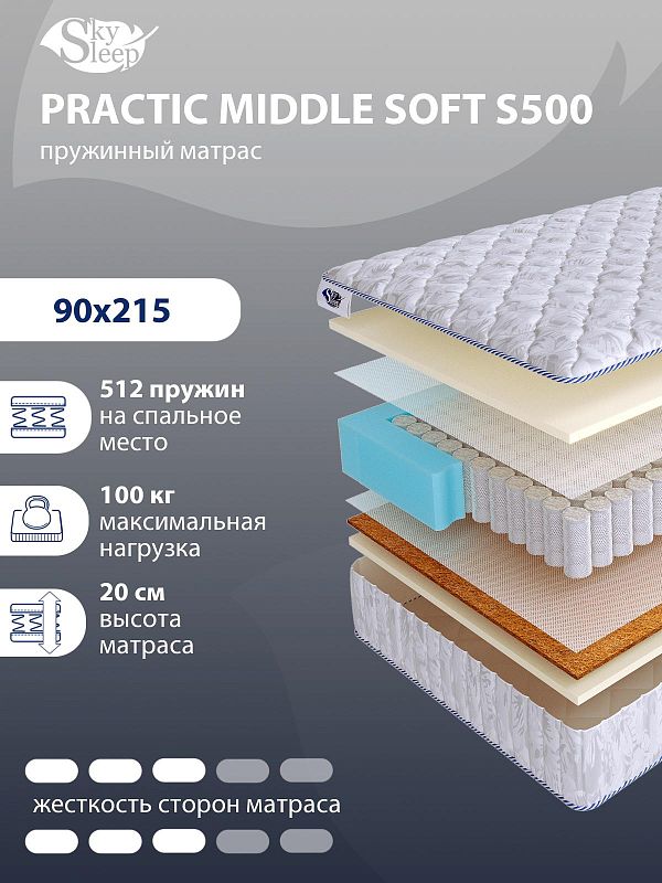 Матрас SkySleep PRACTIC MIDDLE SOFT S500
