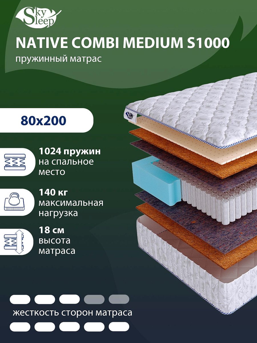 Матрас SkySleep NATIVE Combi Medium S1000