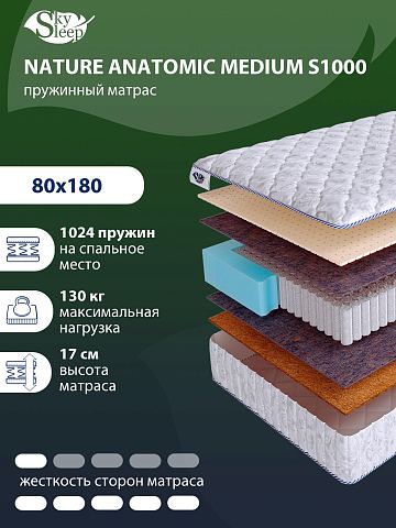 Матрас SkySleep NATURE ANATOMIC MEDIUM S1000 фото 1