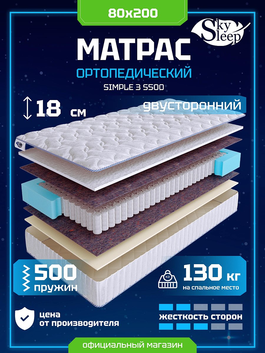 Матрас SkySleep SIMPLE 3 S500
