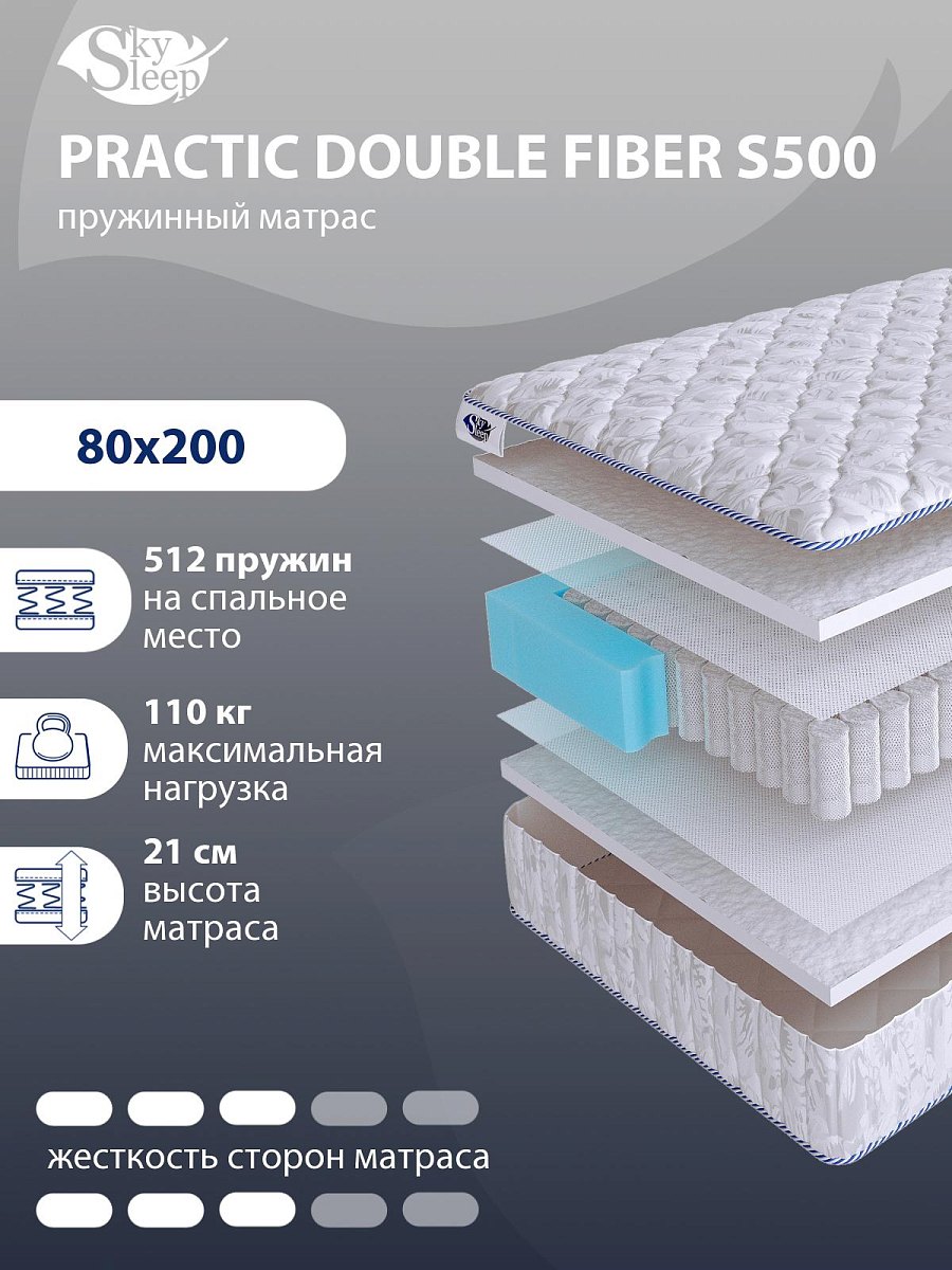 Матрас SkySleep PRACTIC DOUBLE FIBER S500