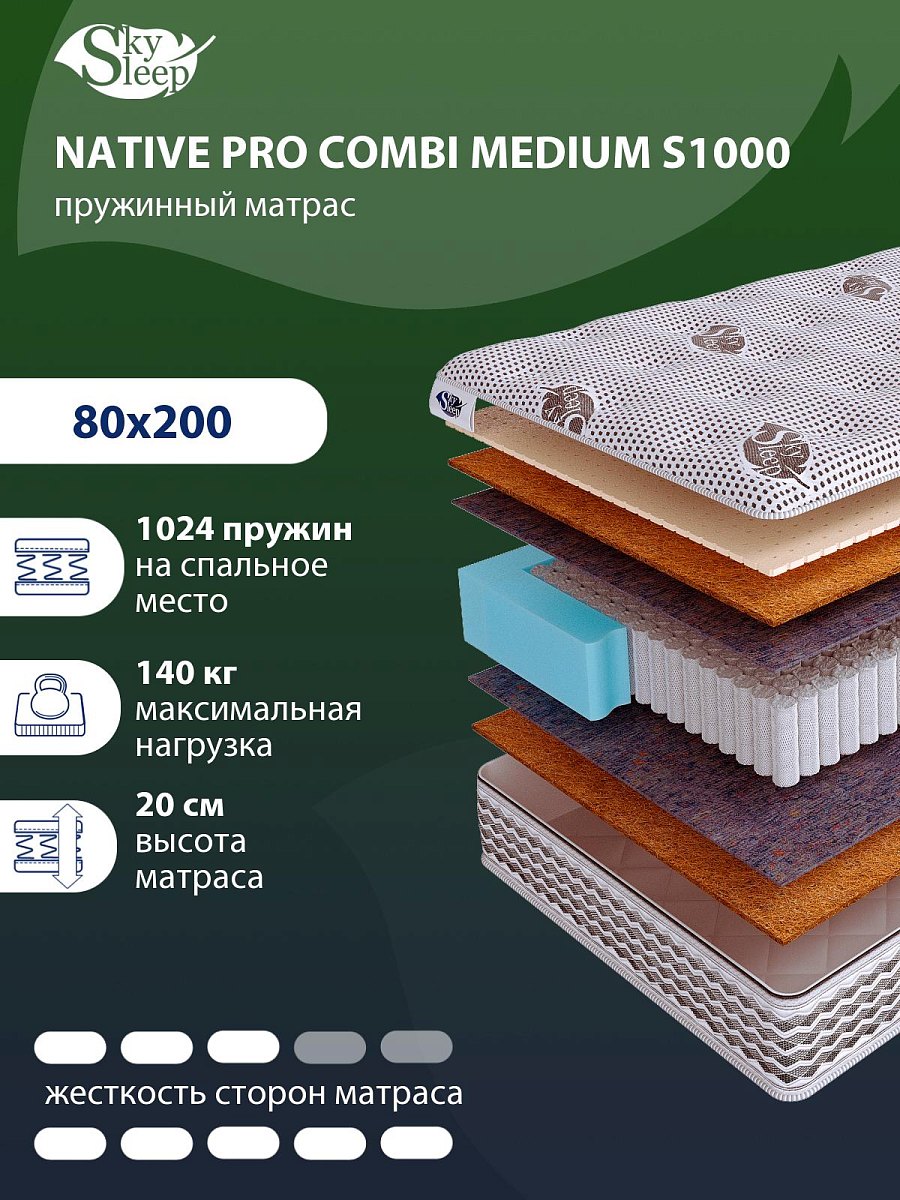 Матрас SkySleep NATIVE PRO Combi Medium S1000