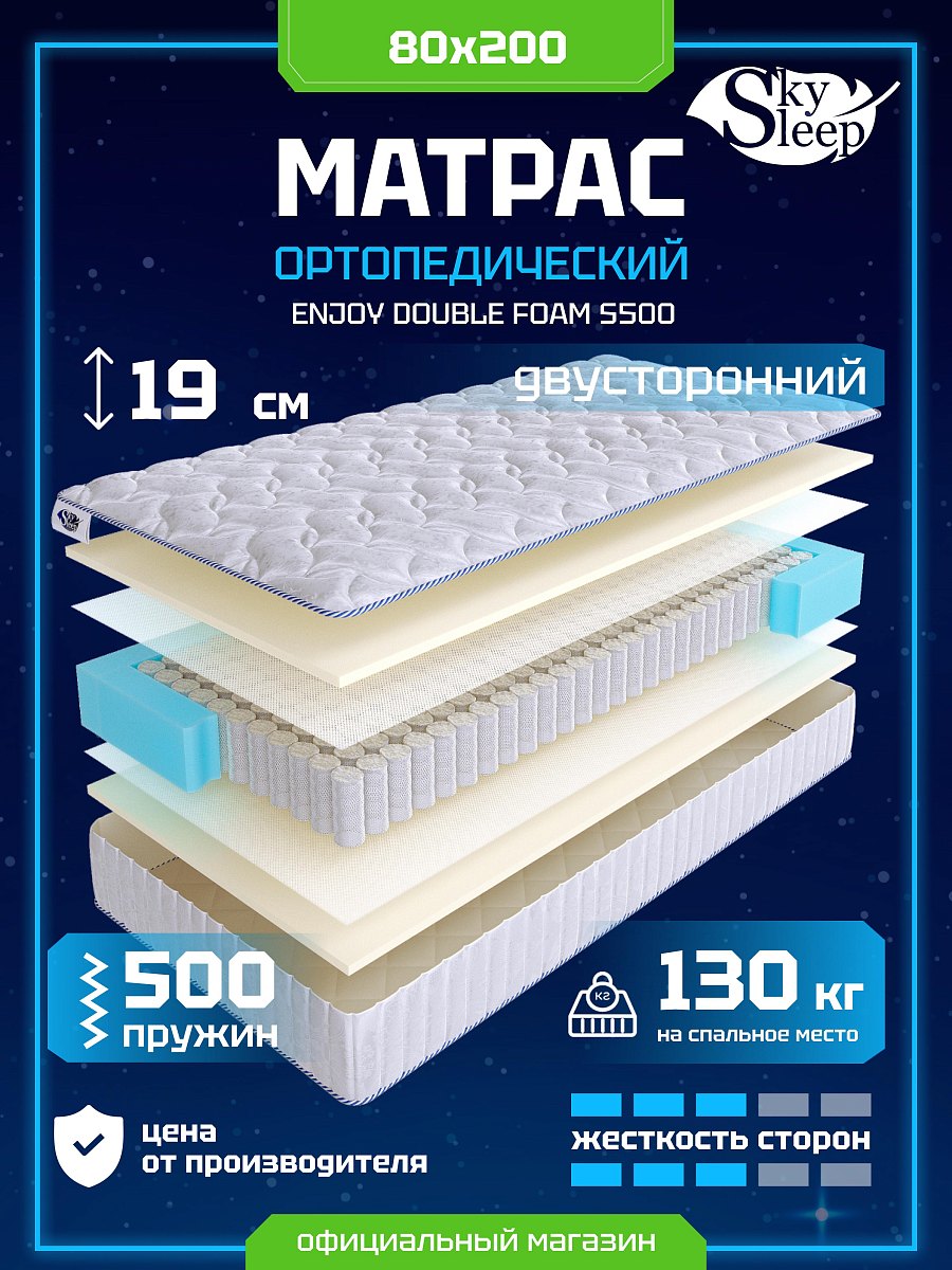 Матрас SkySleep ENJOY DOUBLE FOAM S500