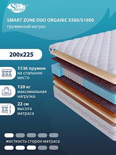 Матрас SMART ZONE DUO Organic S500/S1000 фото 1