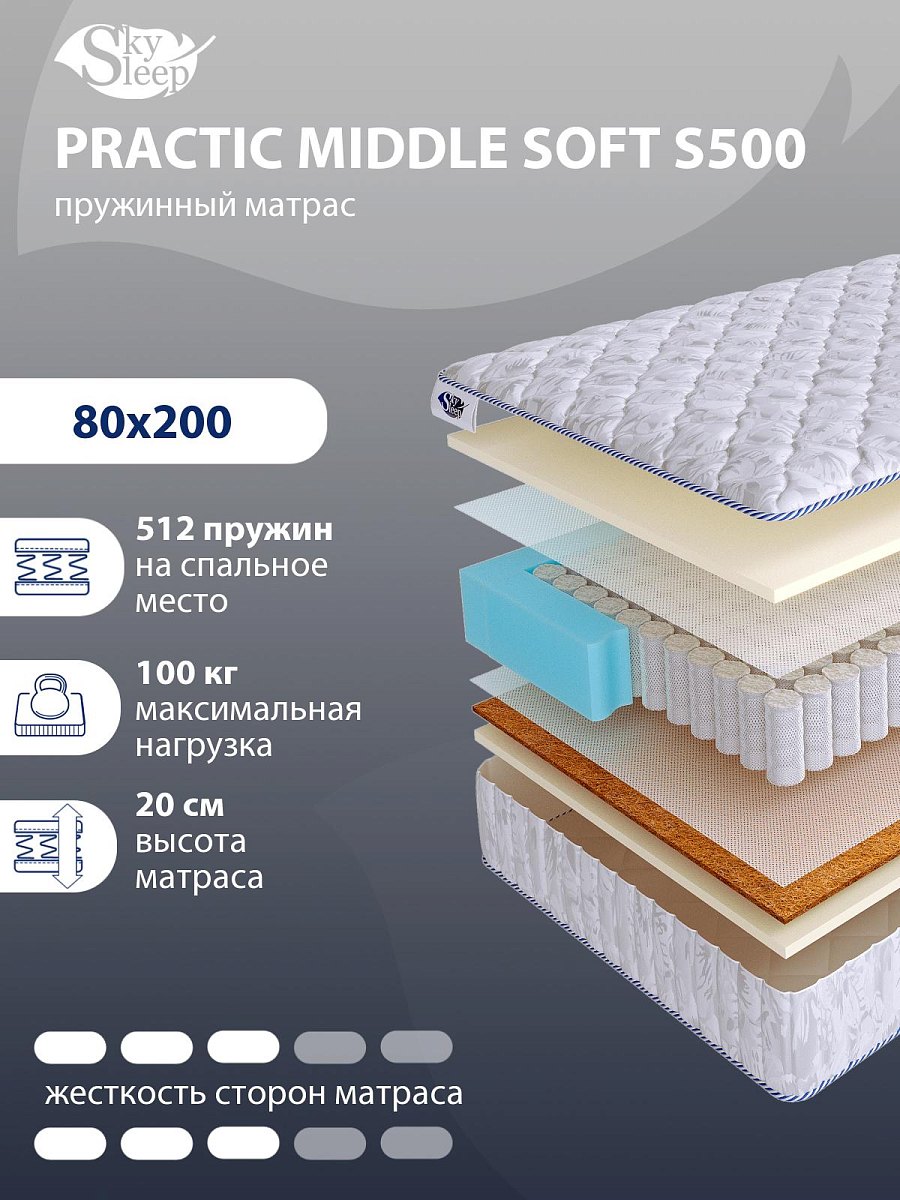 Матрас SkySleep PRACTIC MIDDLE SOFT S500