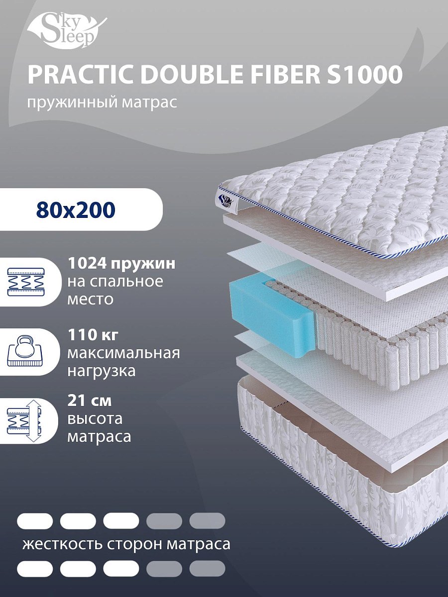 Матрас SkySleep PRACTIC DOUBLE FIBER S1000