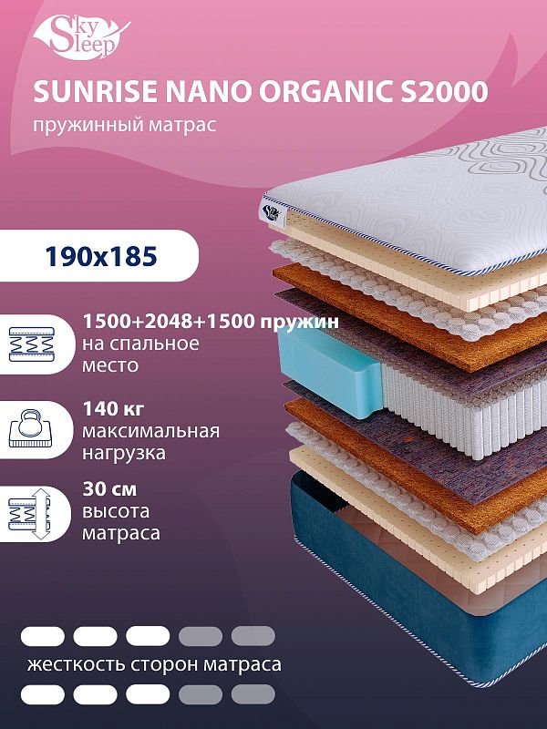 Матрас SkySleep SUNRISE NANO Organic S2000